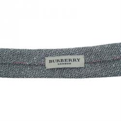 Pre Owned Burberry White and Grey Textured Silk Tie