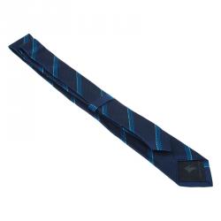 Pre Owned ربطة عنق بربري أزرق ثنائي اللون مخطط