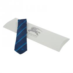 Pre Owned ربطة عنق بربري أزرق ثنائي اللون مخطط