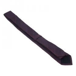 Pre Owned Burberry Red Woven Silk Tie