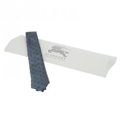 Pre Owned ربطة عنق بربري حرير رمادي منقط