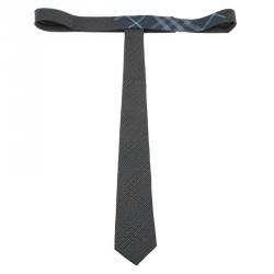 Pre Owned Burberry Green and Grey Check Silk Tie