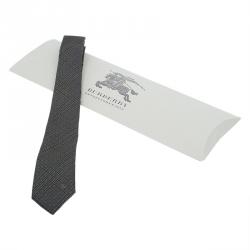 Pre Owned Burberry Green and Grey Check Silk Tie