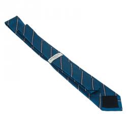 Pre Owned ربطة عنق بربري حرير أزرق مخطط