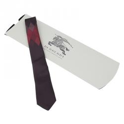 مملوكة مسبقًا Burberry Burgundy Silk Diamond Pattern Tie