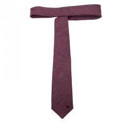 مملوكة مسبقًا ربطة عنق بربري حرير و كتان أحمر داكن