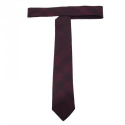 مملوكة مسبقًا Burberry Red Nova Check Silk and Wool Blend Tie