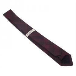 مملوكة مسبقًا Burberry Red Nova Check Silk and Wool Blend Tie
