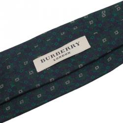 مملوكة مسبقًا Burberry Green Floral Silk Tie 