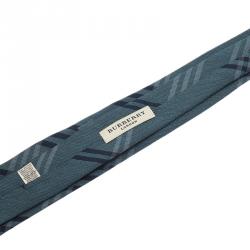 Pre Owned Burberry Blue Nova Check Silk Tie 