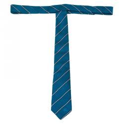 Pre Owned Burberry Blue Striped Silk Tie