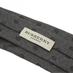 Pre Owned Burberry Grey Polka Dot Silk Tie