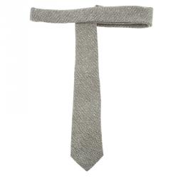 Burberry White and Grey Textured Silk Tie