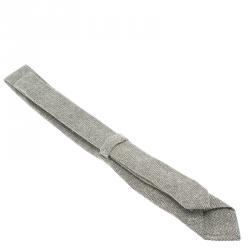 Burberry White and Grey Textured Silk Tie