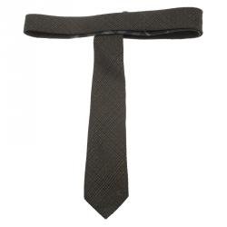 Pre Owned Burberry Green Silk and Linen Tie