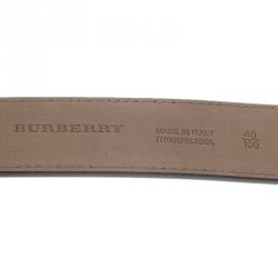 Pre Owned Burberry Black Leather and Novacheck Buckle Belt 100 CM