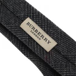 Pre Owned Burberry Grey Cashmere, Wool & Silk Blend Slim Cut Tie