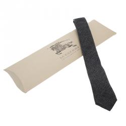 Pre Owned Burberry Grey Cashmere, Wool & Silk Blend Slim Cut Tie