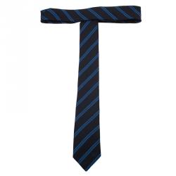 Pre Owned Burberry Blue Striped Silk Tie