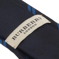Pre Owned Burberry Blue Striped Silk Tie