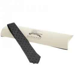 Pre Owned Burberry Light Grey Melange Polka Dotted Silk Raynham Tie