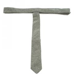 Pre Owned Burberry Light Grey Melange Textured Raw Silk Euston Tie