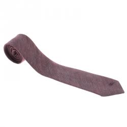 Pre Owned Burberry London Purple Textured  Linen and Silk Tie