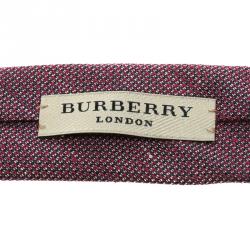 Pre Owned Burberry London Purple Textured  Linen and Silk Tie