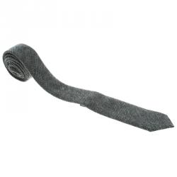 Pre Owned Burberry London Grey Cashmere and Wool Blend Tie
