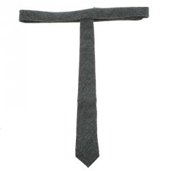 Pre Owned Burberry London Grey Cashmere and Wool Blend Tie