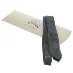 Pre Owned Burberry London Grey Cashmere and Wool Blend Tie