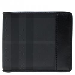 Burberry Black Horseferry Check Canvas and Leather Bi-Fold Wallet