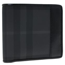 Burberry Black Horseferry Check Canvas and Leather Bi-Fold Wallet
