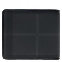 Burberry Black Horseferry Check Canvas and Leather Bi-Fold Wallet