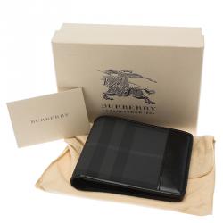Burberry Black Horseferry Check Canvas and Leather Bi-Fold Wallet