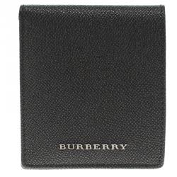 Burberry Grey Pebbled Leather Bi Fold Wallet