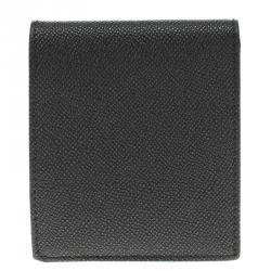 Burberry Grey Pebbled Leather Bi Fold Wallet