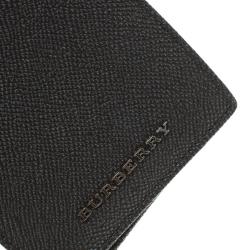 Burberry Grey Pebbled Leather Bi Fold Wallet