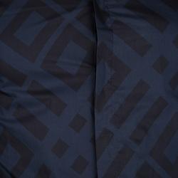 Pre Owned Burberry London Deep Teal Blue Geometric Printed Long Sleeve Cotton Shirt S