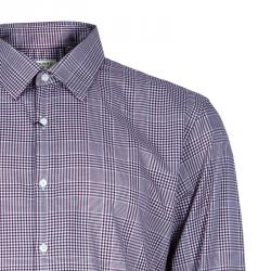Pre Owned Burberry Men's Maroon Check Slim Fit Shirt L