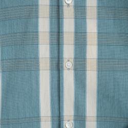 Pre Owned Burberry Blue Checked Cotton Button Front Long Sleeve Shirt S
