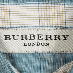 Pre Owned Burberry Blue Checked Cotton Button Front Long Sleeve Shirt S