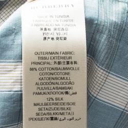 Pre Owned Burberry Blue Checked Cotton Button Front Long Sleeve Shirt S