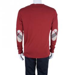 Pre Owned Burberry Men's Long Sleeve Novacheck Elbow-patch T-Shirt L