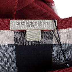 Pre Owned Burberry Men's Long Sleeve Novacheck Elbow-patch T-Shirt L