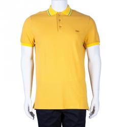 Pre Owned تيشيرت بربري بيكيه بولو قطن أصفر للرجال XL