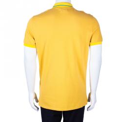 Pre Owned تيشيرت بربري بيكيه بولو قطن أصفر للرجال XL