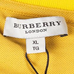Pre Owned تيشيرت بربري بيكيه بولو قطن أصفر للرجال XL