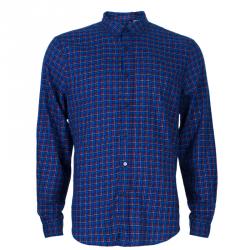 Pre Owned Burberry Men's Blue Check Button Down Shirt XXL