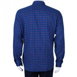 Pre Owned Burberry Men's Blue Check Button Down Shirt XXL